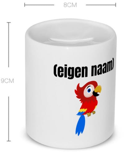 Akyol - kleine papegaai met eigen naam Spaarpot - Papegaai - papegaai liefhebbers - iemand die houdt van papegaaien - verjaardag - cadeau - kado - 350 ML inhoud