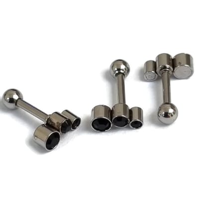 Aramat Jewels | Piercings | Stalen Helix piercing met Zwarte Steentjes | |10mm | Staal | Volwassenen | Cadeautje