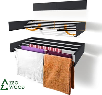 Zeo Wood® - Wanddroogrek Inklapbaar 70 cm - 3.5 m Drooglengte Grijs