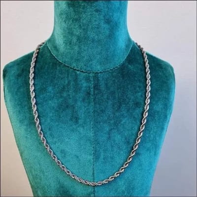 Aramat Jewels | Halskettingen | RVS Koord Ketting Zilverkleur - Gevlochten Schakelketting | 70cm / 5mm |70cm | | Staal | Volwassenen | Verkleurd niet