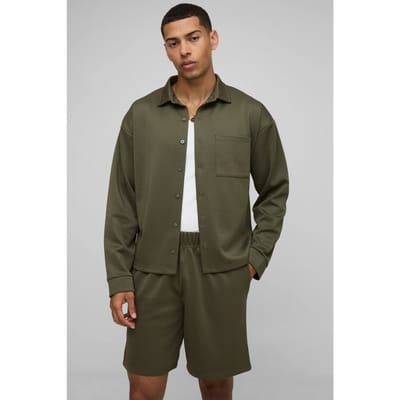 Oversized Scuba Harrington en Relaxed Short Set | Khaki | Size XS