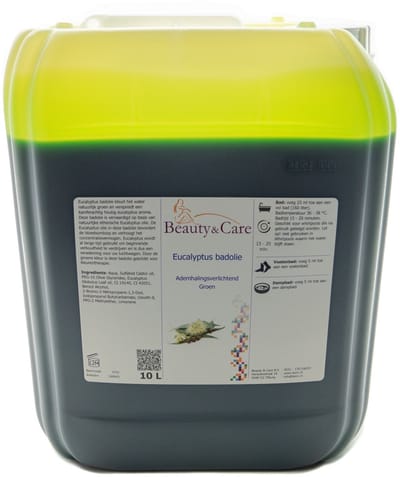 Beauty&Care® Eucalyptus Badolie - Eucalyptus - Badolie voor baden en whirlpools - tot 400x genieten van een heerlijk geurend bad met een mooie groene kleur - Geuren met Etherische Olie - Verzorging & Accessoires - 10 Liter can