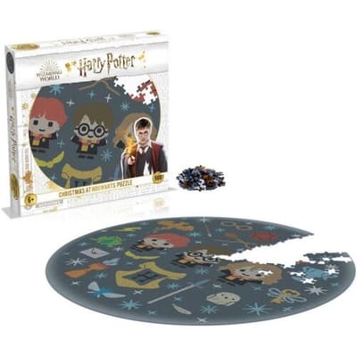 Harry Potter, Ronde Puzzel 500 stukjes Kerst in Zweinstein 50cm met Decoratieve Doos, Veelkleurig