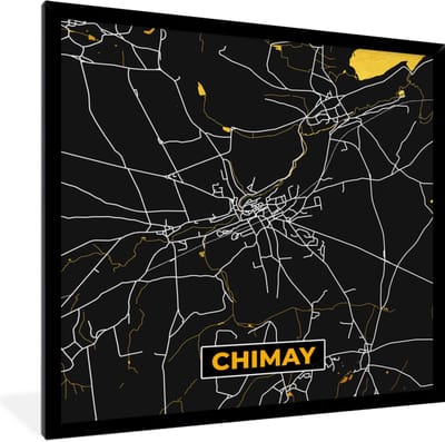 Fotolijst incl. Poster - Chimay - Stadskaart - Goud - Kaart - Plattegrond - 40x40 cm - Posterlijst