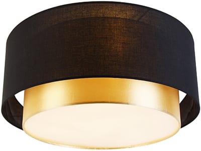 QAZQA drum-neutron - Moderne Plafondlamp - 3 lichts - Ø 500 mm - Zwart Goud - Woonkamer | Slaapkamer | Keuken