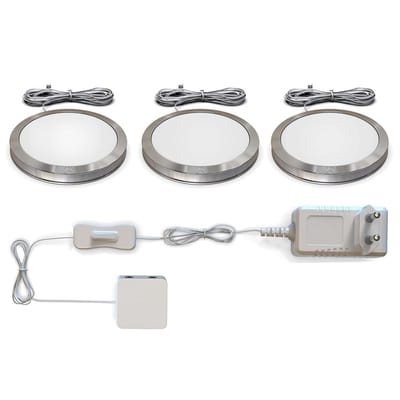 B.K.LICHT - Onderbouwverlichting - keukenverlichting - 3.000 K - 170 Lm - Ø5.9cm - zilverkleurig - set van 3