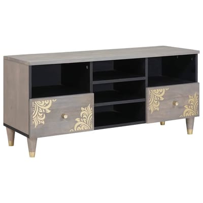 vidaXL - TV - Kast - Grijs - 100 - x - 33 - x - 46 - cm - Massief - Mango - Hout