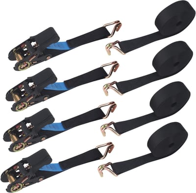 Ratchet Spanbanden 6x25mm Heavy Duty Set van 4 - Cam Spanbanden voor Motor, Auto, Trailer en Huishouden