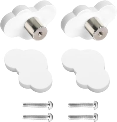 Decoratieve Handgrepen in Wolkvorm - Set van 4 Knoppen voor Meubels, Kinderkamer en Kasten met Schroeven