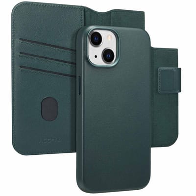 Accezz Hoesje - Geschikt voor Apple iPhone 14 - Leather Bookcase 2-in-1 geschikt voor MagSafe - Cedar Green