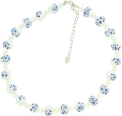Behave - Korte ketting van keramiek (Delfts blauw) - 7,5 cm verlengketting