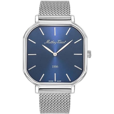 Mathey-Tissot Monsoon Vierkant Roestvrij Staal Blauwe Wijzerplaat Kwarts H7917ABU Herenhorloge blauw