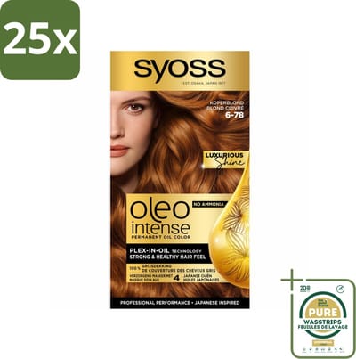 25 x SYOSS - Oleo Intense 6-78 - Haarverf - Permanente Haarkleuring - Koperblond - Langdurige Kleur - Grootverpakking - Haarkleuring - Koperblond - Permanente Haarkleuring - Olie-formule - Haarverf