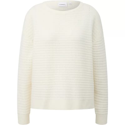 Dames ronde hals sweater in gemengde katoen met afhangende schouders COMMA