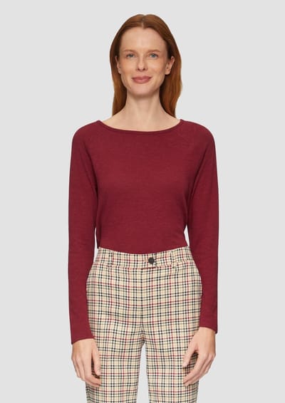 T-shirt met lange mouwen met slubtextuur en raglanmouwen dames s.Oliver