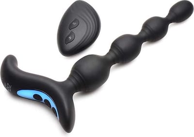 XR Brands Vibrerende en E-Stim Siliconen Anaal Kralen met Afstandsbediening black