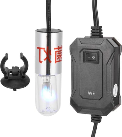 Aquariumverlichting - waterdicht - UV ontsmettingsmiddel - onderwater - schoon water - lamp - bevestigingszuiger - algen bloeien - opvangbak - vijver - geschikt voor aquarium - 3W - schoon licht.