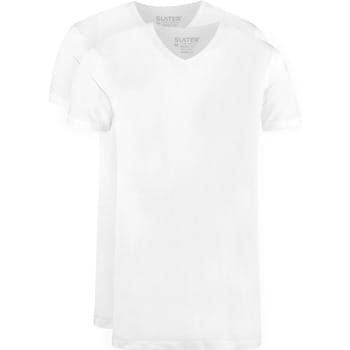 Slater 3500 - BASIC 2-pack T-shirt V-hals korte mouw wit XXL 100% katoen