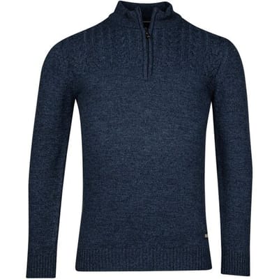 Baileys Trui Top Cable Knit Half Zip Single Knit Dark Blue / male