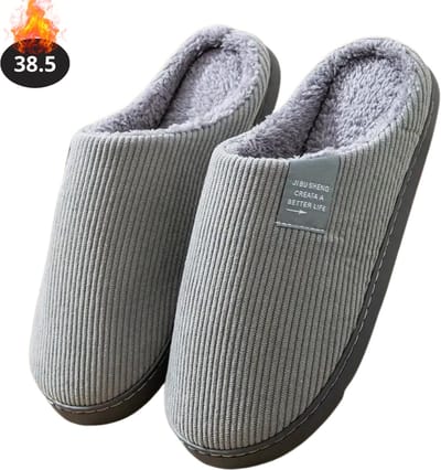 Nivard Warme Pantoffels - Sloffen - Slippers - Dames - Heren - Pluche - Maat 38.5 - Grijs