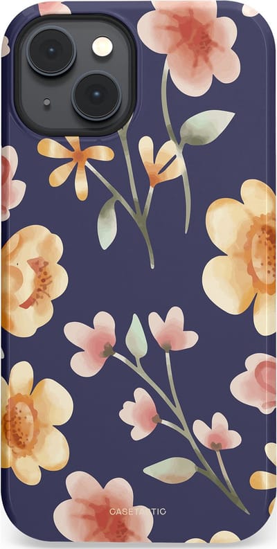 Casetastic Hoesje Geschikt voor Apple iPhone 14 Magsafe - Stijlvolle Beschermende Duo-layer Case - Fluweel Bloemendesign