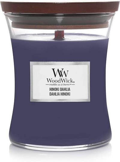 Geurkaars Hout Lont Knetterend Medium - Hinoki Dahlia Sfeer