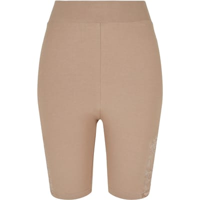 Urban Classics - High Waist Lace Inset Korte cycle broek - XS - Creme