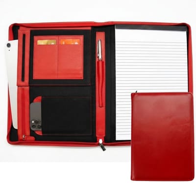 Safekeepers leren schrijfmap a4 - Schrijfmap - Documentenmap - Ipad cover - A4 - Leer - rood