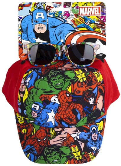Avengers-zonnebrillen en honkbalpetset