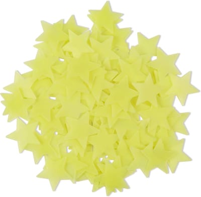 100 stuks effen gekleurde glow-ster stickers - Glow in the Dark kinderkamer plafond / muurdecoratie - Slaapkamer / babykamer benodigdheden - Geel