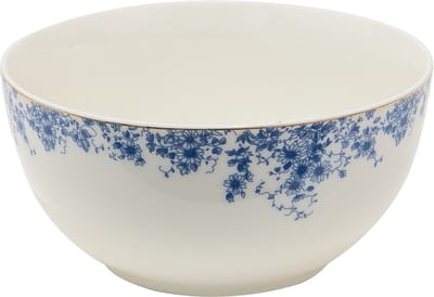 Clayre & Eef Soepkom 500 ml Blauw Porselein Bloemen