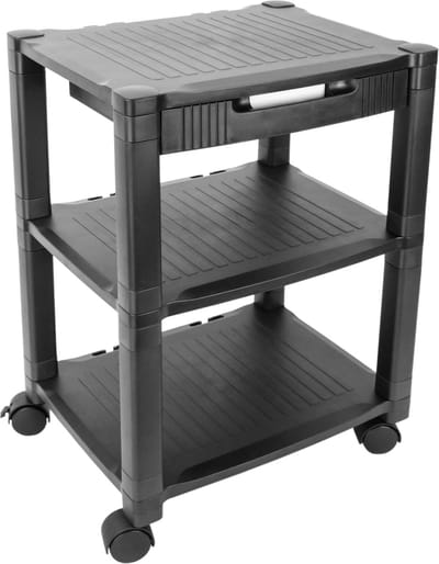 PrimeMatik - Bijzettafel 3 niveaus voor printer met wielen en lade
