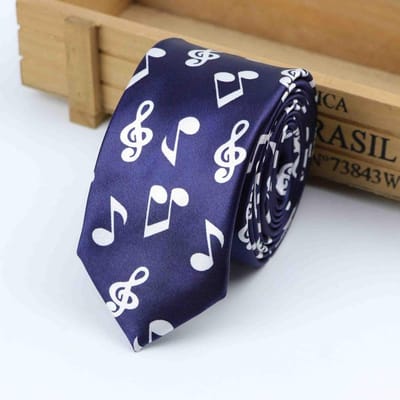 Happy Ties! Leuke Stropdas Met Patroon - Muziek - 145X5 cm - Happy Tie - Feest - Polyester - Kostuum - Pak - Das - Plastron - Gala