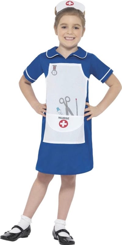 Smiffys - Nurse Kinder Kostuum - Kids tm 9 jaar - Blauw