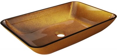 Mexen Megan glazen opbouwwastafel 56 x 36 cm, goud - 24135650