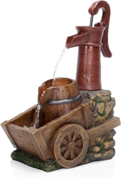 Buitenlandse Emmer en Pomp Fontein met Bronzen Afwerking, Rustgevende Waterstroom voor Tuinen en Binnenplaatsen, 68 cm Hoog en Ideaal voor Tuinversieringen