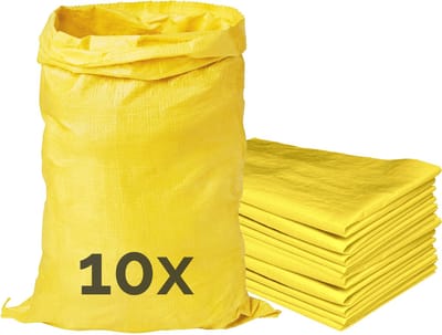 Garronda - Polypropyleen Zak Geel - 80 x 50 cm - 10 Stuks – Tuinafvalzak - Geweven Zakken van PP - Voor zand en opslag – Scheurvast - Belastbaar tot 50 kg – Veelzijdig inzetbaar – Zandzakken – Tuinzak – Hoogwaterbescherming – GD-ROM-Bag80