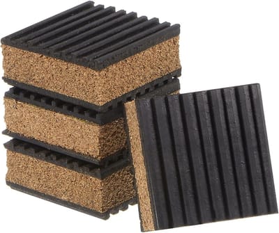 Set van 4 EVA Foam Rubber Antivibratie Pads - Isolatie Rubber Pads, Antislip, Geschikt voor HVAC Systemen en Wasmachines, Zwart en Houtkleur