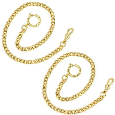 Dailygoods- Zakhorlogeketting Vintage Gouden Kleur - 2 Stuks - Dual-end Ontwerp - Hoogwaardig Ijzer - Totale Lengte 35,5 cm - Tijdloze Esthetiek - Vestketting
