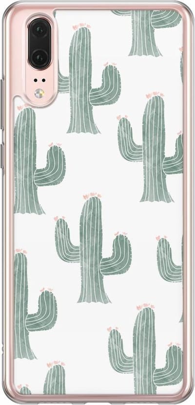 Casimoda® hoesje - Geschikt voor Huawei P20 - Cactus Print - Siliconen/TPU - Soft Case - Groen - Planten