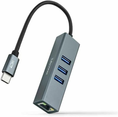 USB-C naar Ethernet Adapter - Netwerkconverter Hub - Internetverbinding Uitbreiden - Gigabit Ethernet + 3x USB 3.0 - 15 cm