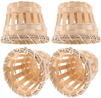 Dailygoods - QCTrial - Cosensi - Dailygoody - Rattan Lampshade - Bohemian Decoratie - Handgemaakt voor Bedside Table - Lichtgeel - Lampenkap - Geschikt voor Planten en Hanglampen