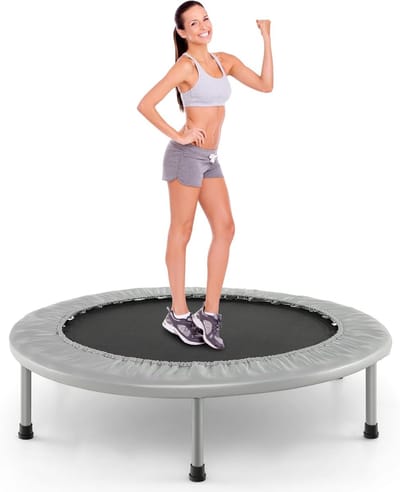 Trampoline Elastisch - Fitness Springen - Thuis Fitness - Opvouwbaar Ontwerp - 97 x 97 x 19 cm - Zilvergrijs