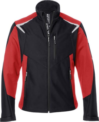 KUBLER WEATHER 16255374 Hi Vis Reflecterend Softshell Werkjas HEREN Veiligheidsjas Zwart Middelrood - Winddicht
