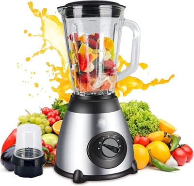 Royalty Line Blender - Smoothie Blender Met Grinder - 1.5 Liter - 3 Snelheden - RVS Met Glazen Kan - Blender To Go - Zilver