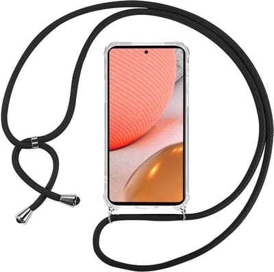 Telefoonhoesje Geschikt voor: Samsung Galaxy A72 4G & 5G met koord - Kettinghoesje - Anti Shock - Transparant TPU - Draagriem voor Schouder / Nek - Schouder tas - ZT Accessoires
