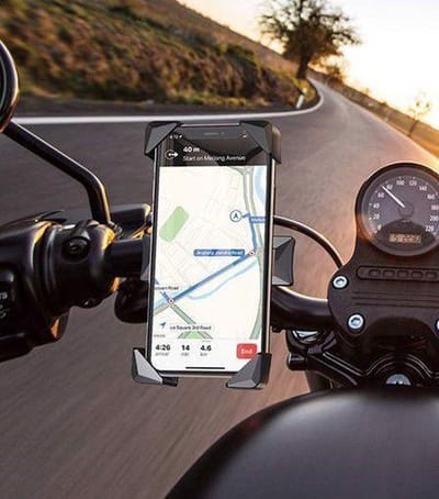 Fietshouder / Motorhouder voor op de Stuur | Telefoonhouder geschikt voor de Fiets en Motor - Zwart