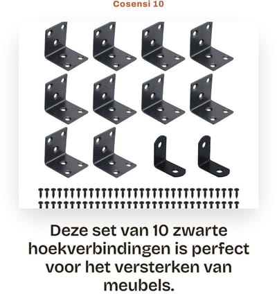 Dailygoods- Hoekverbindingen 10 Stuks - Metalen Hoek 90 Graden - Gatplaathoek 40 x 40 x 40 mm - Heavy Duty - Voor Hout - Eenvoudig te Installeren - Hoekbeugels