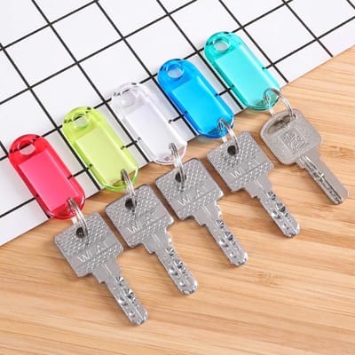 Borvat® Sleutellabels 50 Stuks - Sleutelhangers met Label - Sleutels Organiseren - Verschillende Kleuren - Openklapbaar