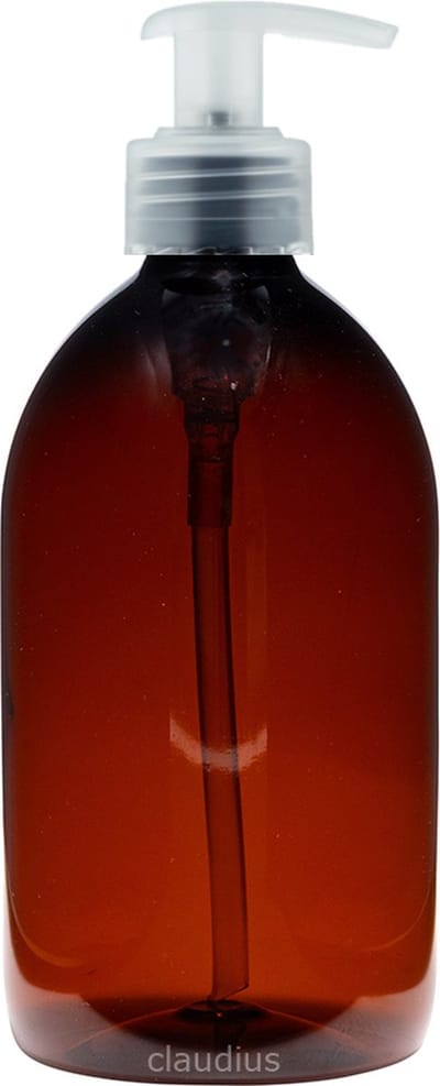Lege plastic fles 500 ml PET apothekersfles amber - met transparante pomp - set van 10 stuks - navulbaar - leeg